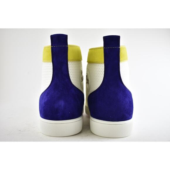 Christian Louboutin Mens Louis Orlato Flat White Yellow High Top Sneaker 43 10 - Picture 11 of 12